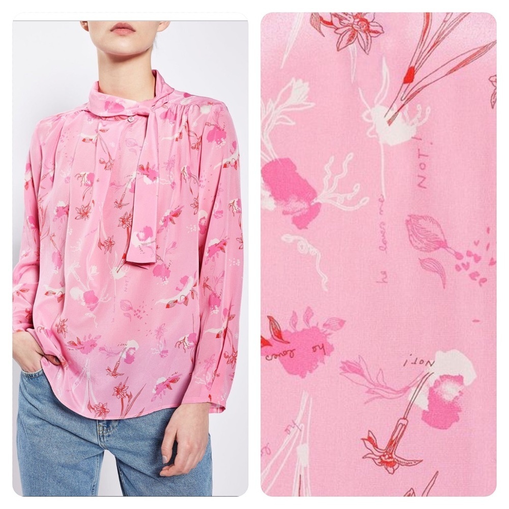 Topshop Silk He Loves Me Silk Blouse By Boutique